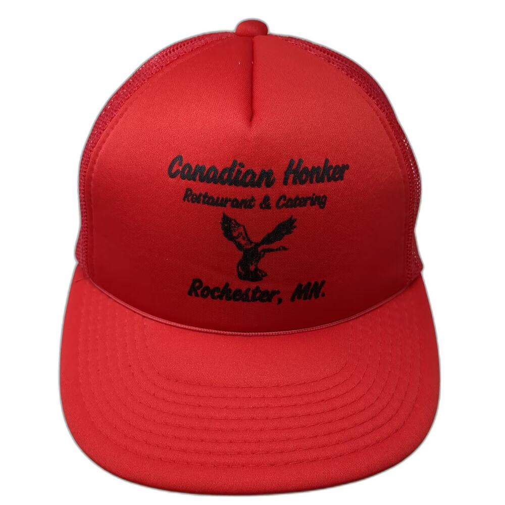 Players Trucker Hat Red Black L Snapback Canadian Honker Rochester MN Mesh Foam